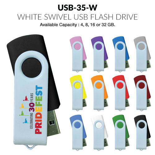 USB Flash with White Swivel